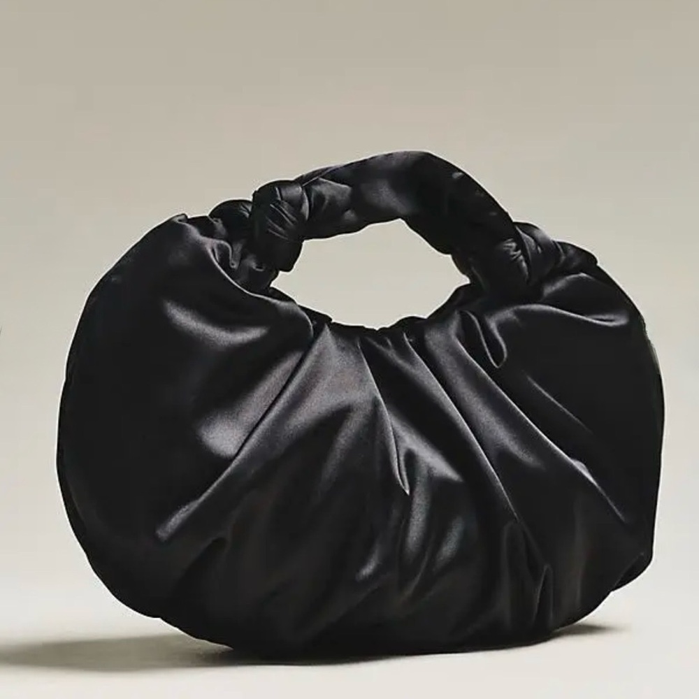 Anthropologie Slouchy Satin Handbag Black NWT